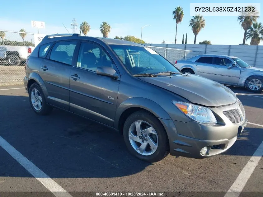 2005 Pontiac Vibe VIN: 5Y2SL638X5Z421232 Lot: 40601419