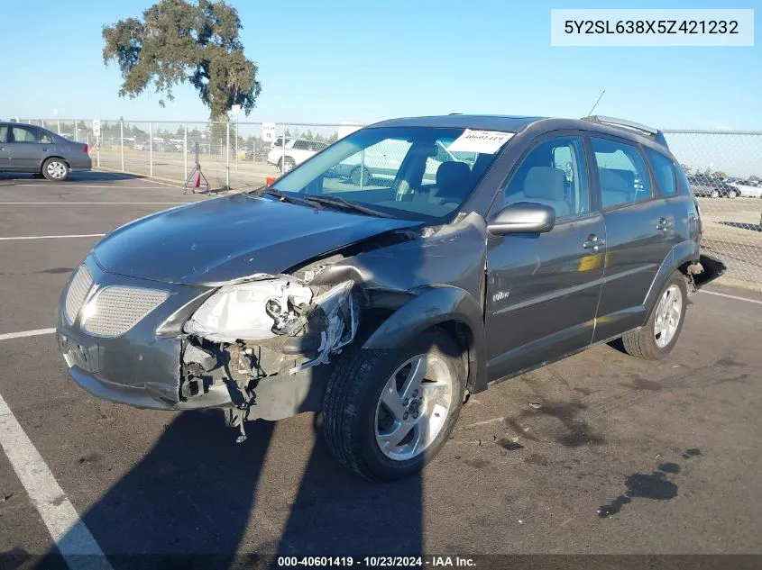 2005 Pontiac Vibe VIN: 5Y2SL638X5Z421232 Lot: 40601419