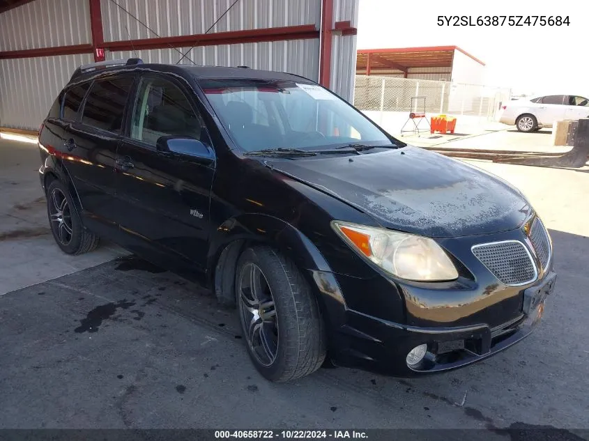 2005 Pontiac Vibe VIN: 5Y2SL63875Z475684 Lot: 40658722