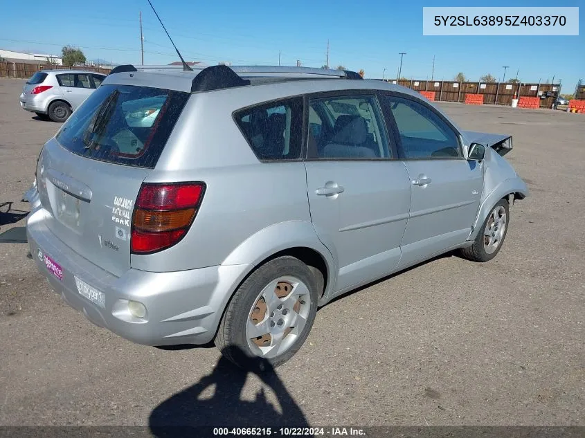 2005 Pontiac Vibe VIN: 5Y2SL63895Z403370 Lot: 40665215