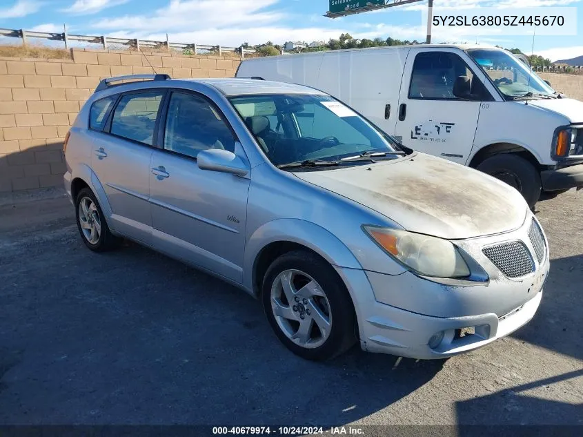 2005 Pontiac Vibe VIN: 5Y2SL63805Z445670 Lot: 40679974