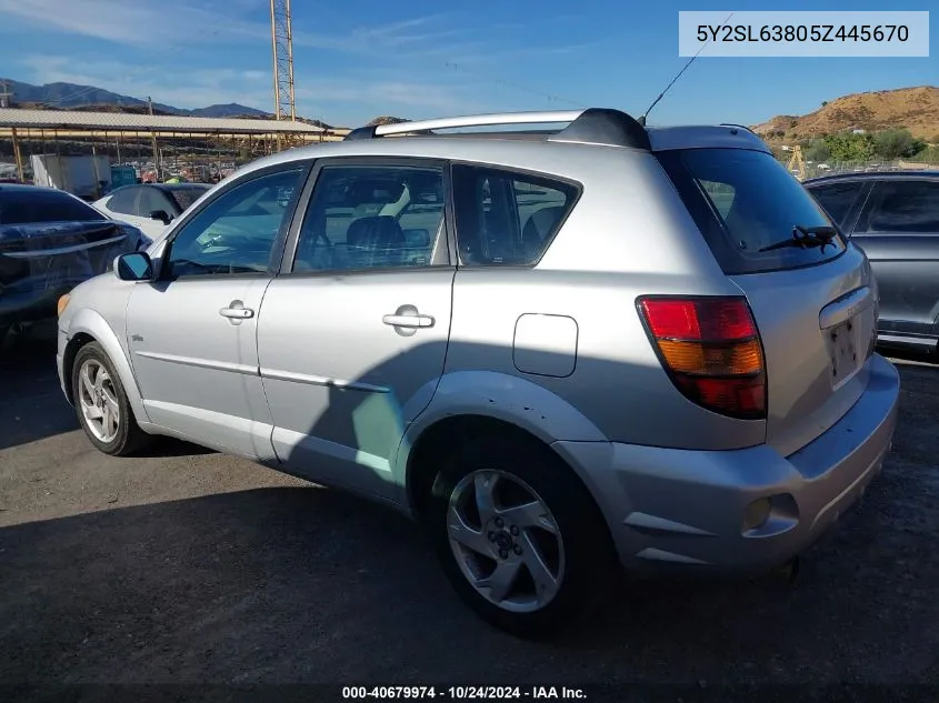 2005 Pontiac Vibe VIN: 5Y2SL63805Z445670 Lot: 40679974