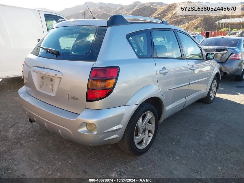 2005 Pontiac Vibe VIN: 5Y2SL63805Z445670 Lot: 40679974