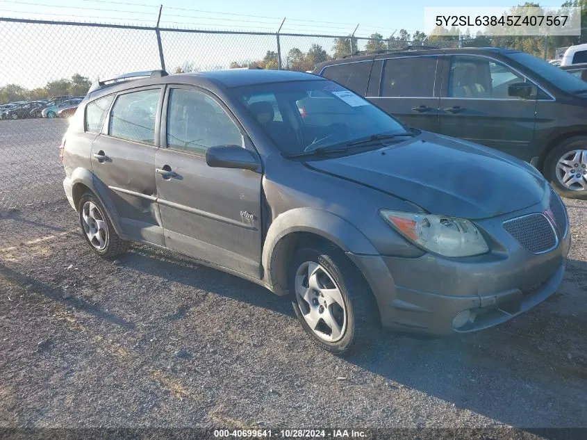 2005 Pontiac Vibe VIN: 5Y2SL63845Z407567 Lot: 40699641