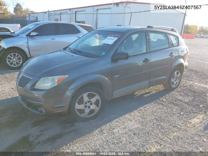 2005 Pontiac Vibe VIN: 5Y2SL63845Z407567 Lot: 40699641