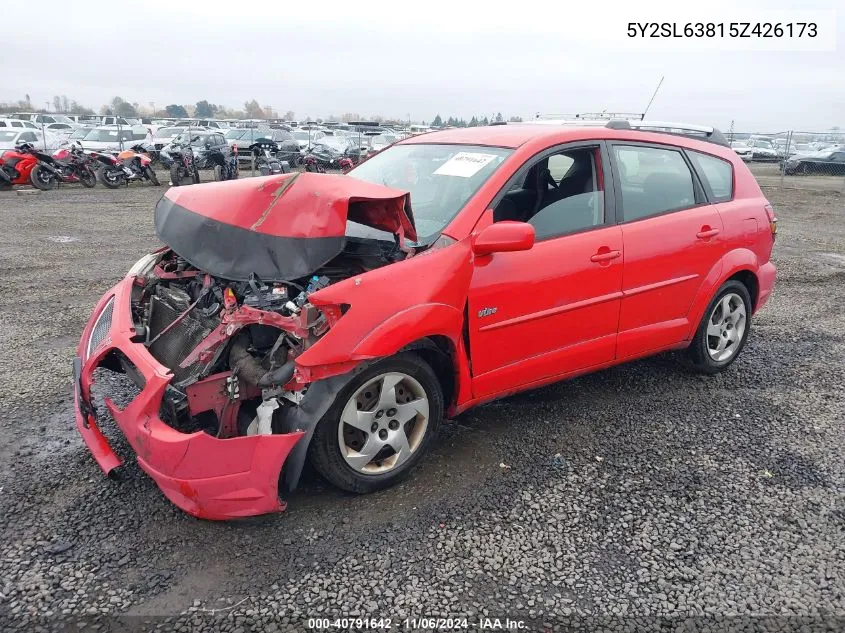 2005 Pontiac Vibe VIN: 5Y2SL63815Z426173 Lot: 40791642