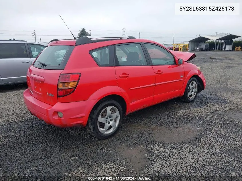 2005 Pontiac Vibe VIN: 5Y2SL63815Z426173 Lot: 40791642