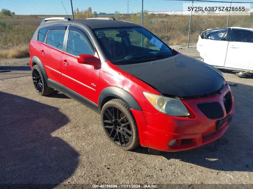 2005 Pontiac Vibe VIN: 5Y2SL63875Z428655 Lot: 40798596