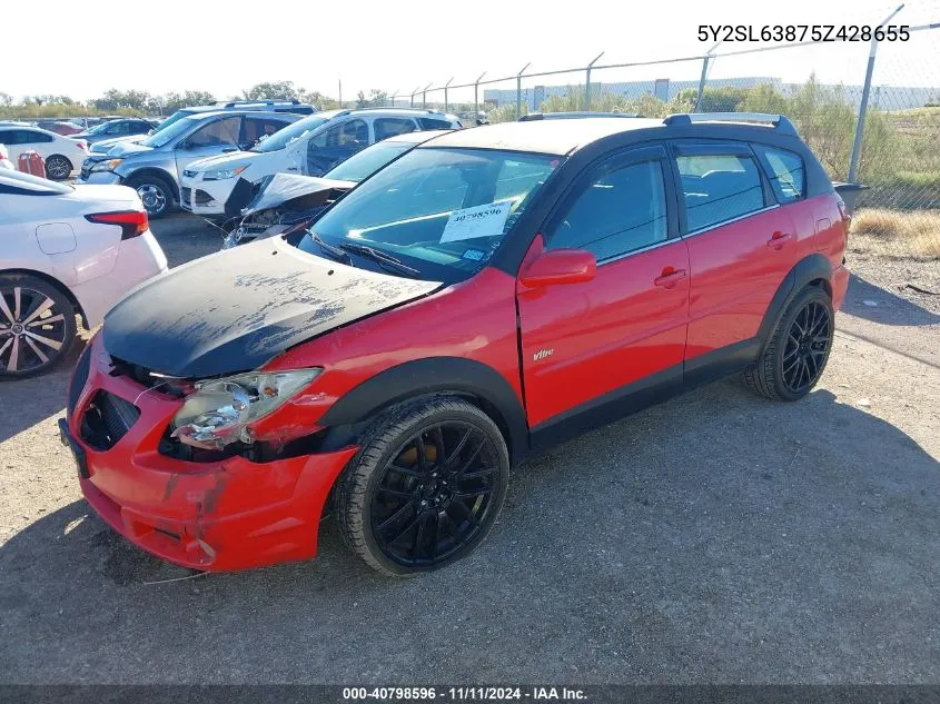 2005 Pontiac Vibe VIN: 5Y2SL63875Z428655 Lot: 40798596