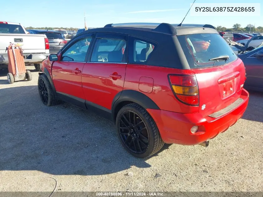 2005 Pontiac Vibe VIN: 5Y2SL63875Z428655 Lot: 40798596