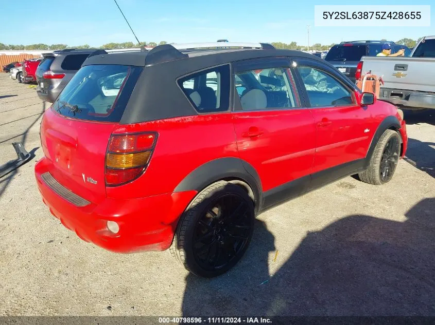 2005 Pontiac Vibe VIN: 5Y2SL63875Z428655 Lot: 40798596