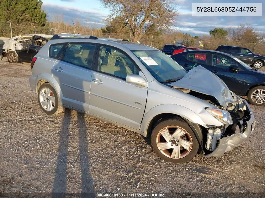 2005 Pontiac Vibe VIN: 5Y2SL66805Z444756 Lot: 40818150