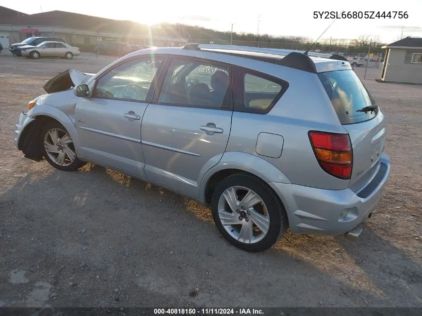 2005 Pontiac Vibe VIN: 5Y2SL66805Z444756 Lot: 40818150