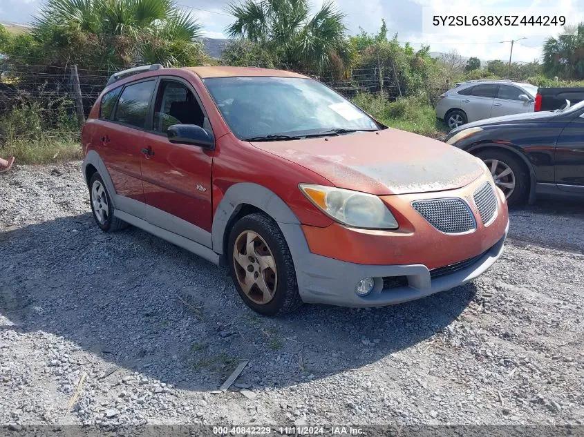 2005 Pontiac Vibe VIN: 5Y2SL638X5Z444249 Lot: 40842229