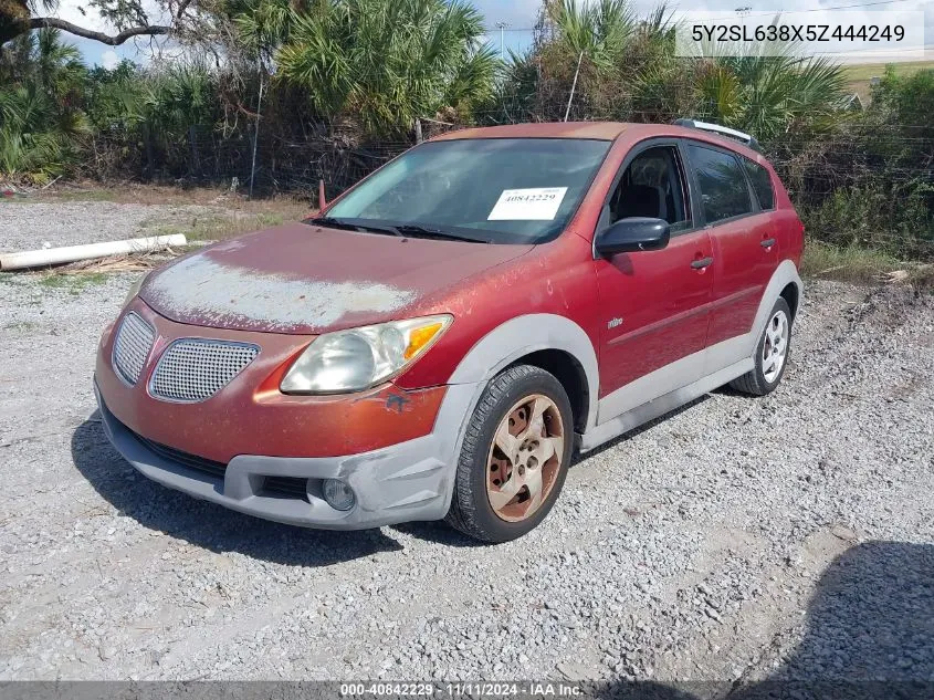 2005 Pontiac Vibe VIN: 5Y2SL638X5Z444249 Lot: 40842229