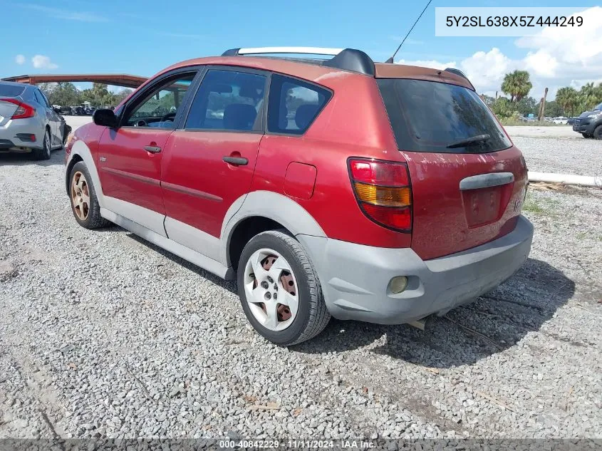 2005 Pontiac Vibe VIN: 5Y2SL638X5Z444249 Lot: 40842229