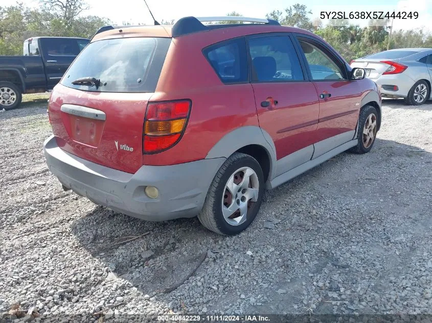 2005 Pontiac Vibe VIN: 5Y2SL638X5Z444249 Lot: 40842229