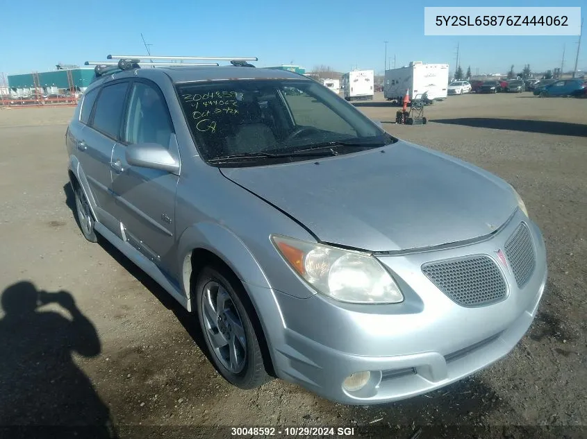 2006 Pontiac Vibe VIN: 5Y2SL65876Z444062 Lot: 30048592