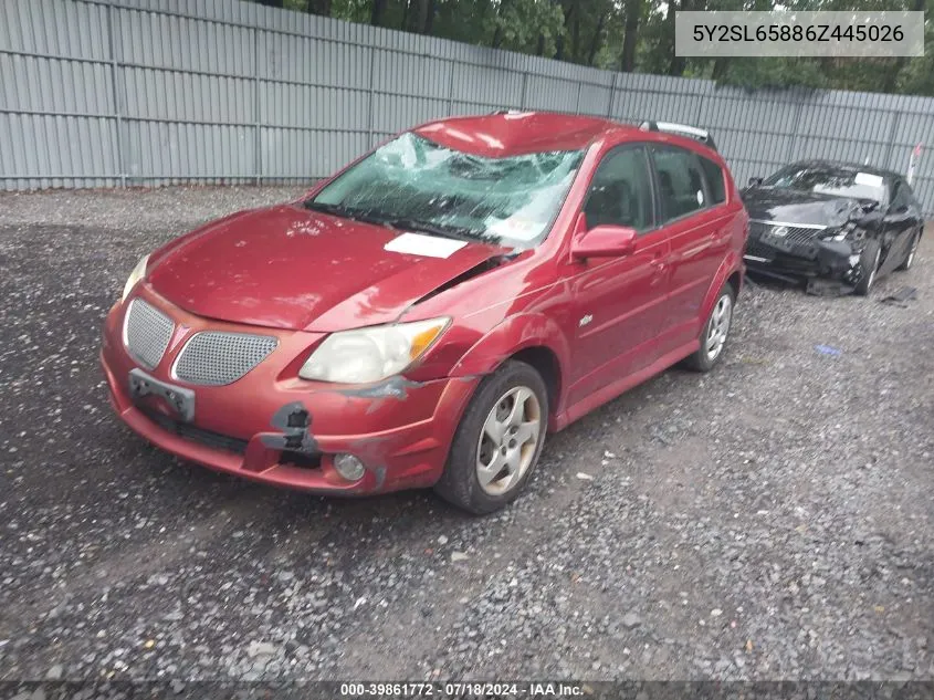 2006 Pontiac Vibe VIN: 5Y2SL65886Z445026 Lot: 39861772