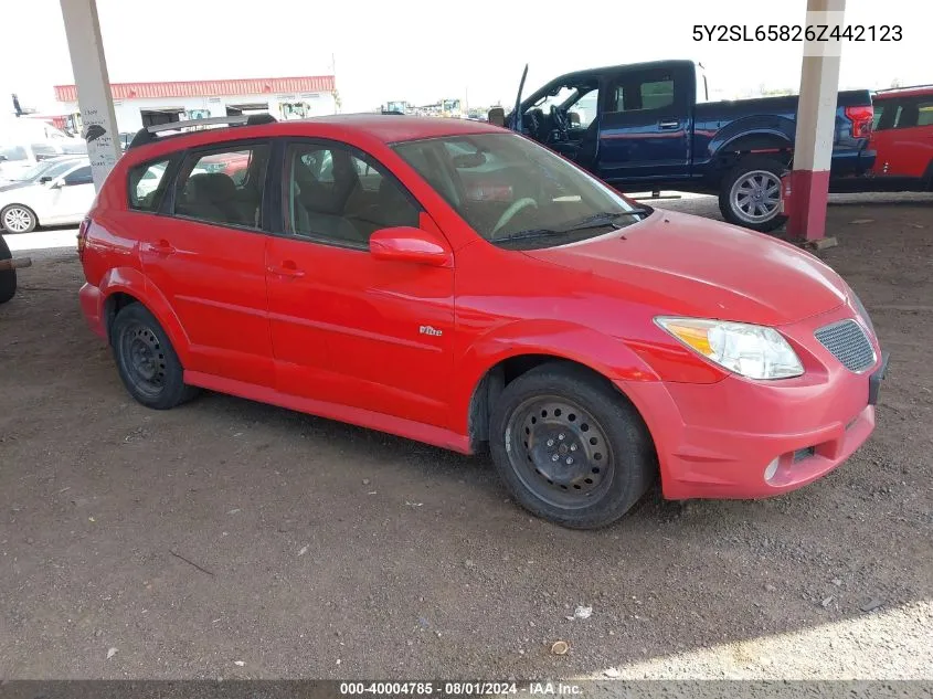 2006 Pontiac Vibe VIN: 5Y2SL65826Z442123 Lot: 40004785