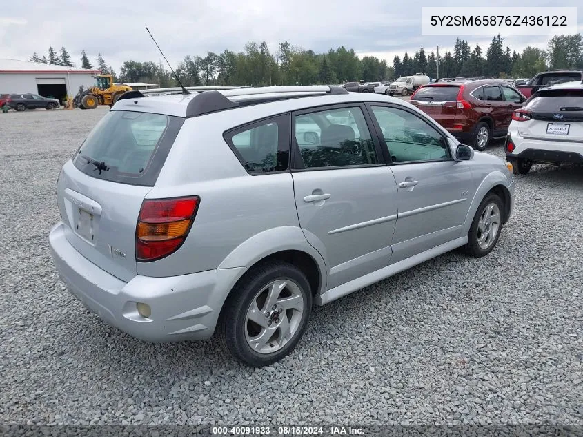 2006 Pontiac Vibe VIN: 5Y2SM65876Z436122 Lot: 40091933