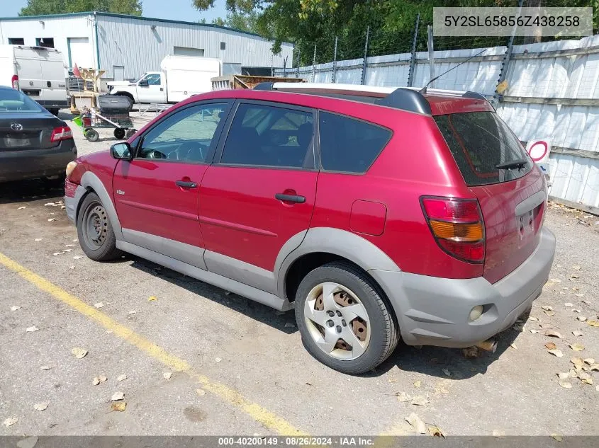 2006 Pontiac Vibe VIN: 5Y2SL65856Z438258 Lot: 40200149