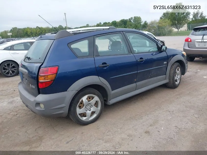 2006 Pontiac Vibe VIN: 5Y2SL658X6Z431323 Lot: 40226777