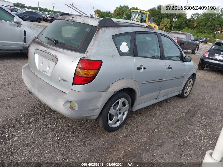 2006 Pontiac Vibe VIN: 5Y2SL65806Z409198 Lot: 40255349