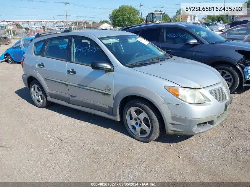 2006 Pontiac Vibe VIN: 5Y2SL65816Z435793 Lot: 40287327