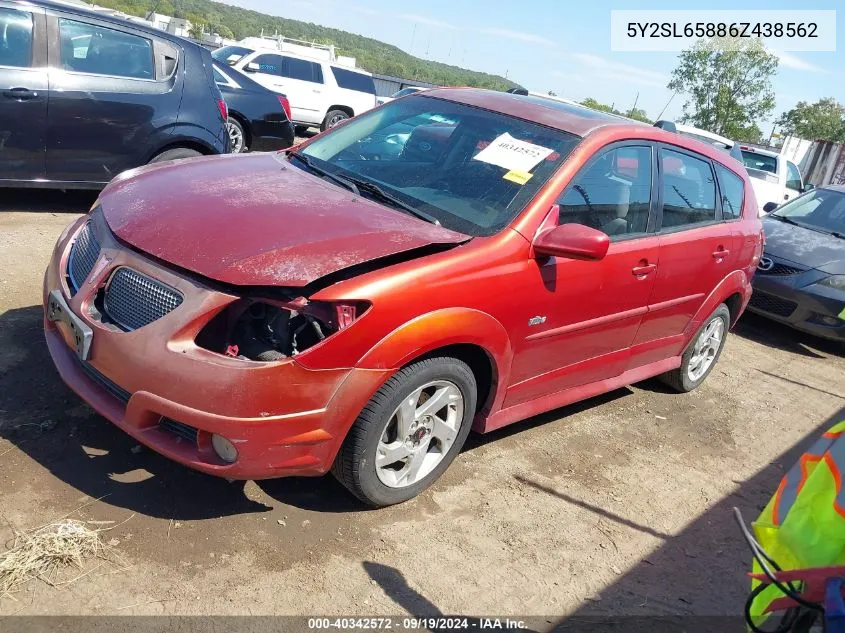 2006 Pontiac Vibe VIN: 5Y2SL65886Z438562 Lot: 40342572