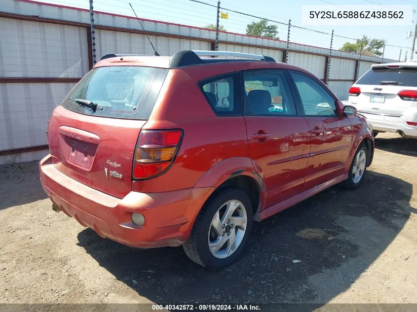 2006 Pontiac Vibe VIN: 5Y2SL65886Z438562 Lot: 40342572