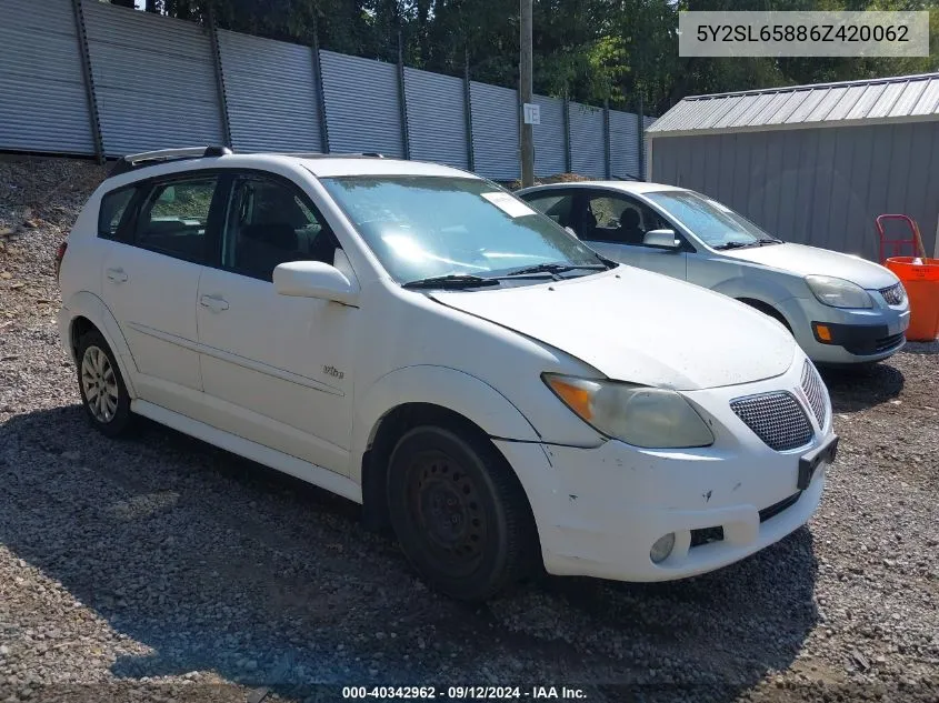 2006 Pontiac Vibe VIN: 5Y2SL65886Z420062 Lot: 40342962