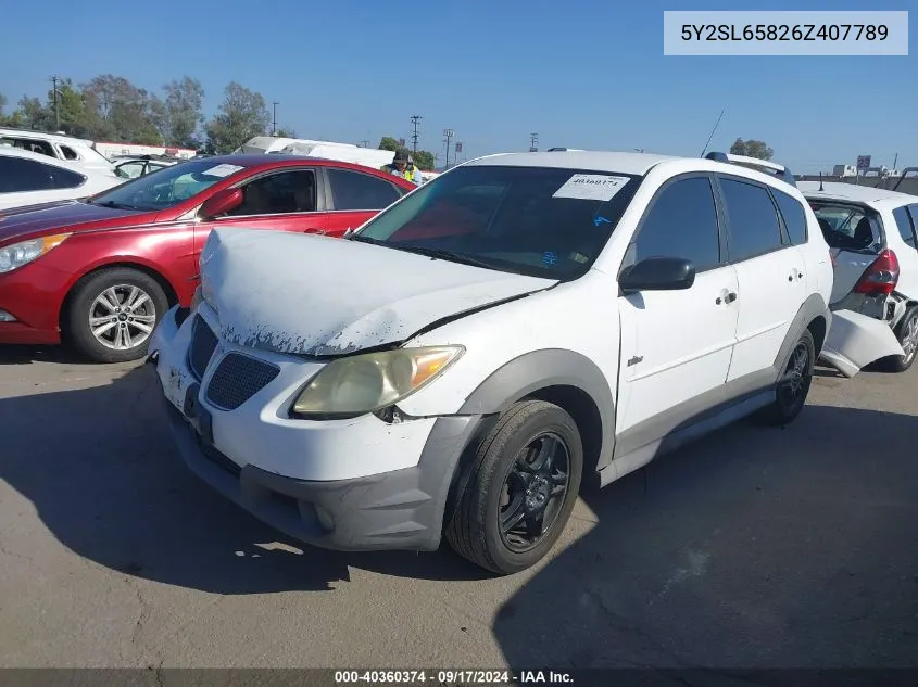 2006 Pontiac Vibe VIN: 5Y2SL65826Z407789 Lot: 40360374