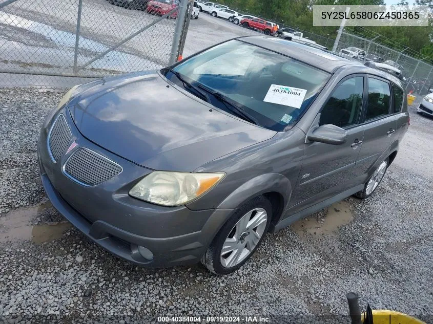 2006 Pontiac Vibe VIN: 5Y2SL65806Z450365 Lot: 40384004