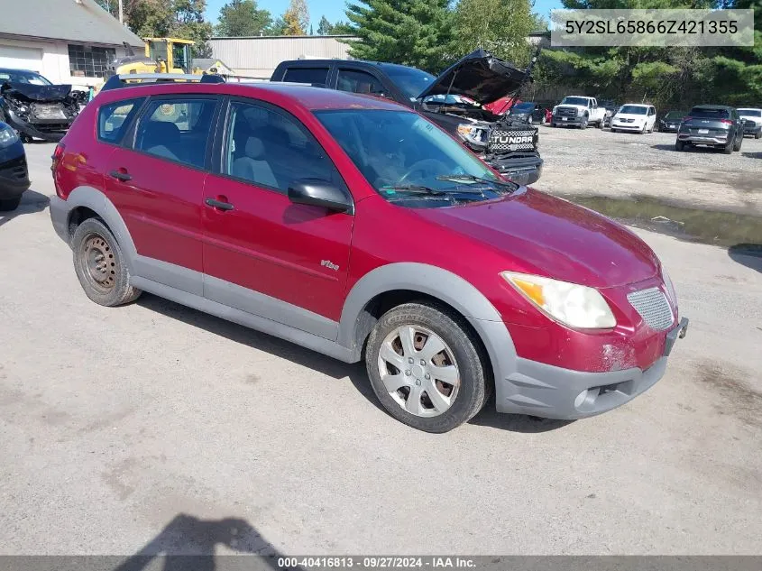 2006 Pontiac Vibe VIN: 5Y2SL65866Z421355 Lot: 40416813