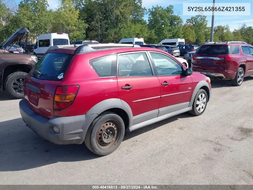 2006 Pontiac Vibe VIN: 5Y2SL65866Z421355 Lot: 40416813