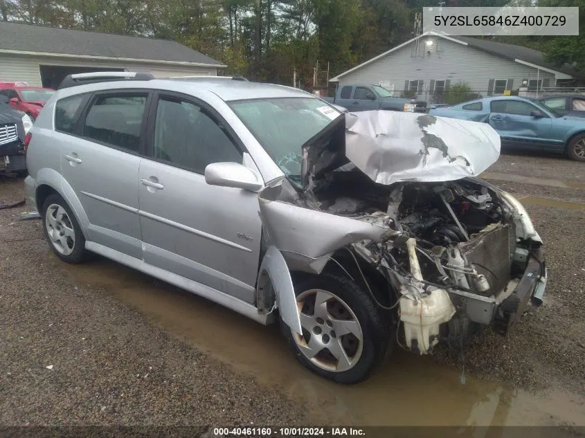 2006 Pontiac Vibe VIN: 5Y2SL65846Z400729 Lot: 40461160