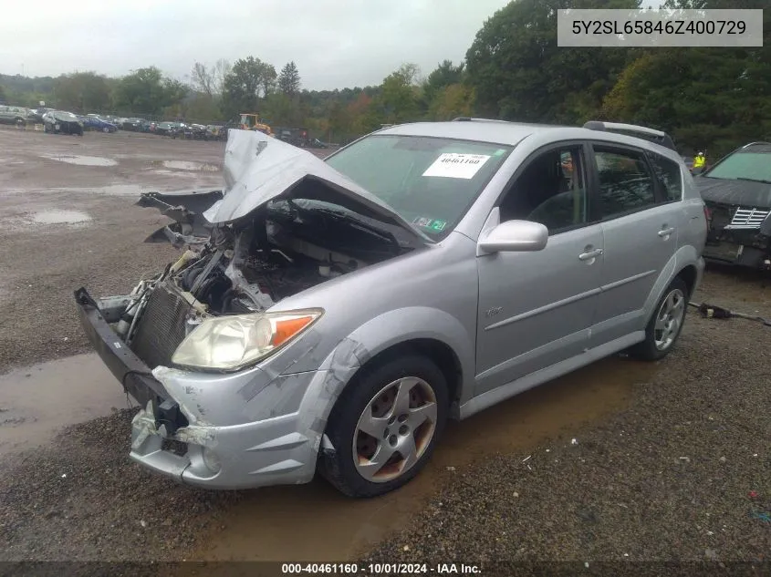 2006 Pontiac Vibe VIN: 5Y2SL65846Z400729 Lot: 40461160