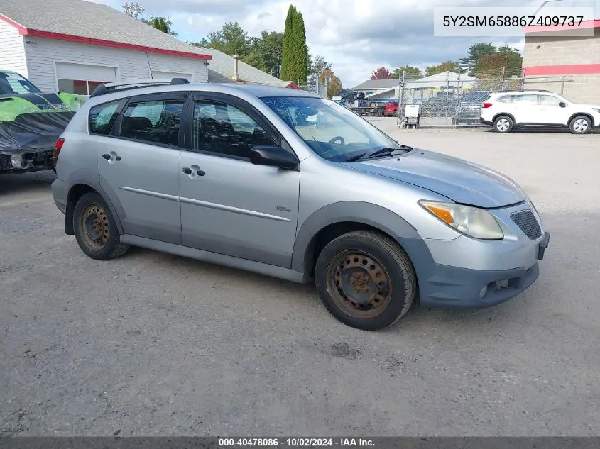 2006 Pontiac Vibe VIN: 5Y2SM65886Z409737 Lot: 40478086