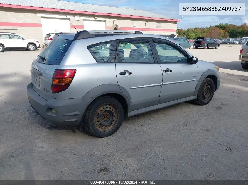 2006 Pontiac Vibe VIN: 5Y2SM65886Z409737 Lot: 40478086