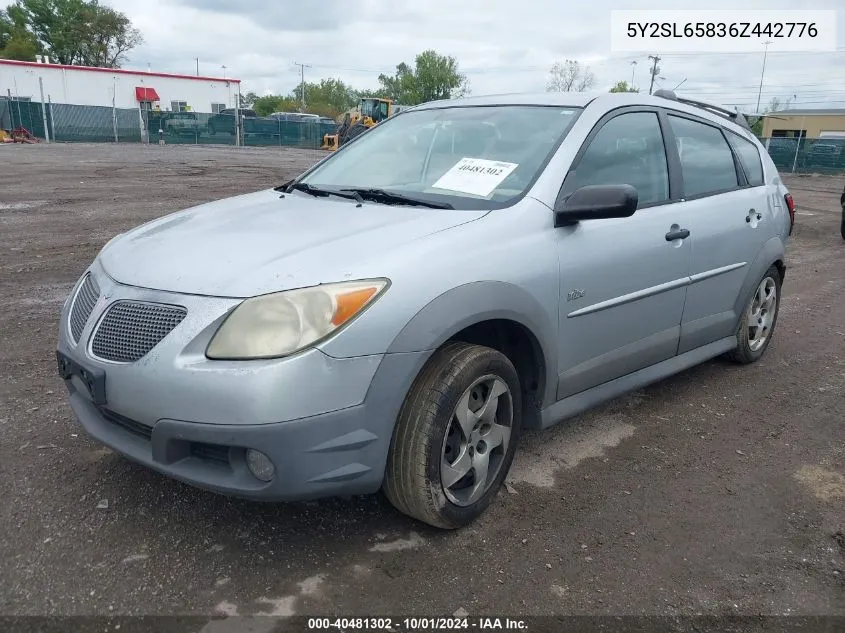 2006 Pontiac Vibe VIN: 5Y2SL65836Z442776 Lot: 40481302