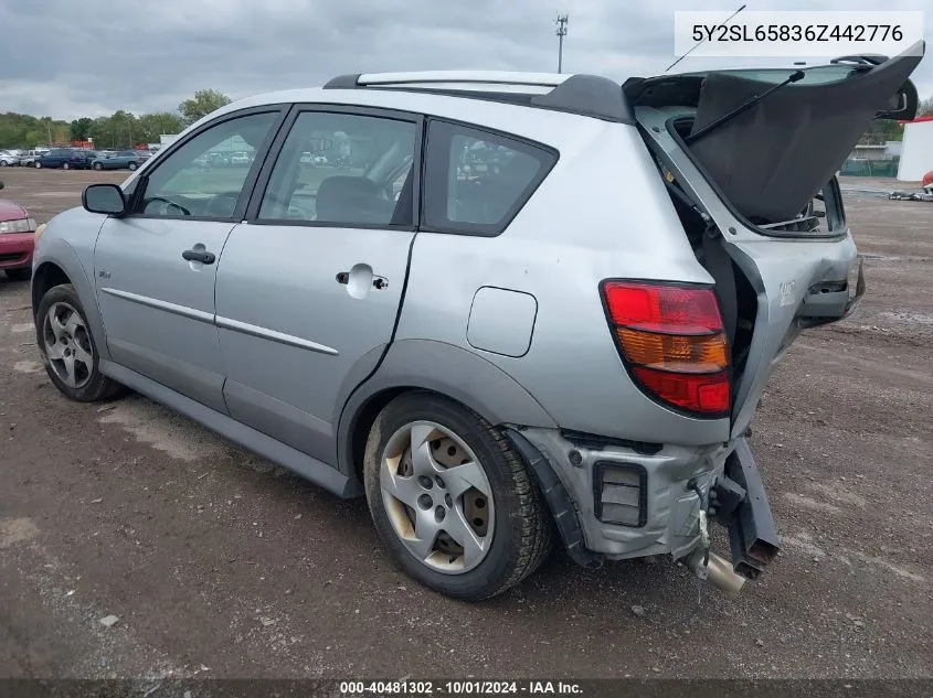 2006 Pontiac Vibe VIN: 5Y2SL65836Z442776 Lot: 40481302