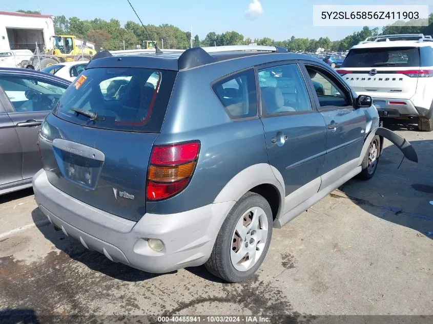 2006 Pontiac Vibe VIN: 5Y2SL65856Z411903 Lot: 40485941