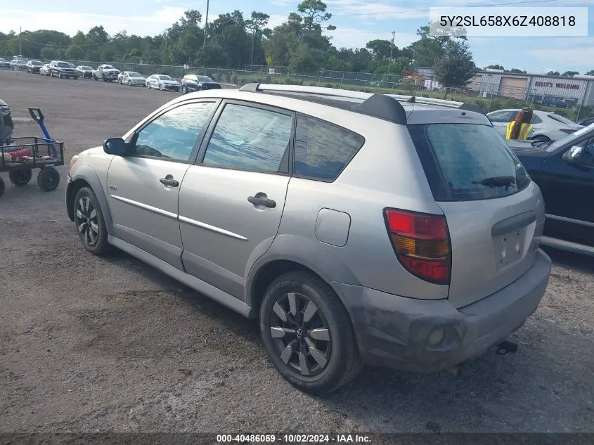 2006 Pontiac Vibe VIN: 5Y2SL658X6Z408818 Lot: 40486059