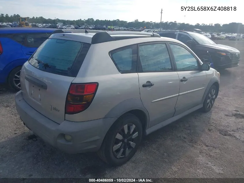 2006 Pontiac Vibe VIN: 5Y2SL658X6Z408818 Lot: 40486059