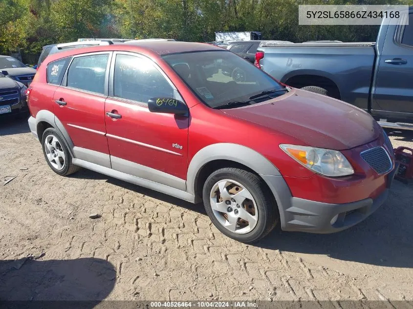 2006 Pontiac Vibe VIN: 5Y2SL65866Z434168 Lot: 40526464