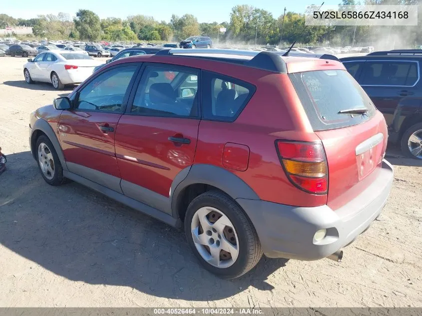 2006 Pontiac Vibe VIN: 5Y2SL65866Z434168 Lot: 40526464