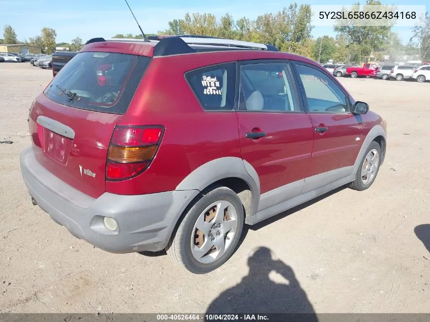 2006 Pontiac Vibe VIN: 5Y2SL65866Z434168 Lot: 40526464