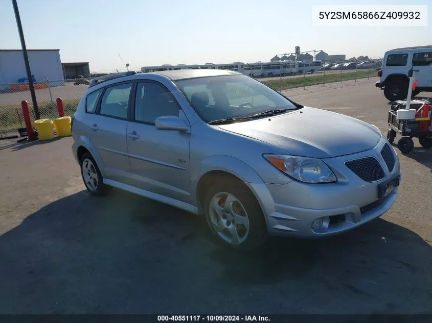 2006 Pontiac Vibe VIN: 5Y2SM65866Z409932 Lot: 40551117