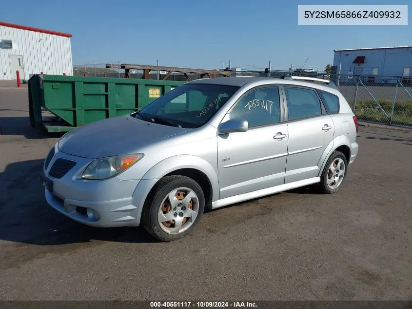 2006 Pontiac Vibe VIN: 5Y2SM65866Z409932 Lot: 40551117